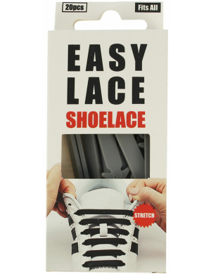 Easy Lace® Adult Flat Silicone Shoelaces 20pc - Grey